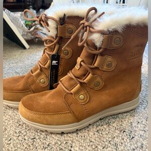 Sorel Women's Explorer Joan Suede Winter Boots - Camel Brown Size 9